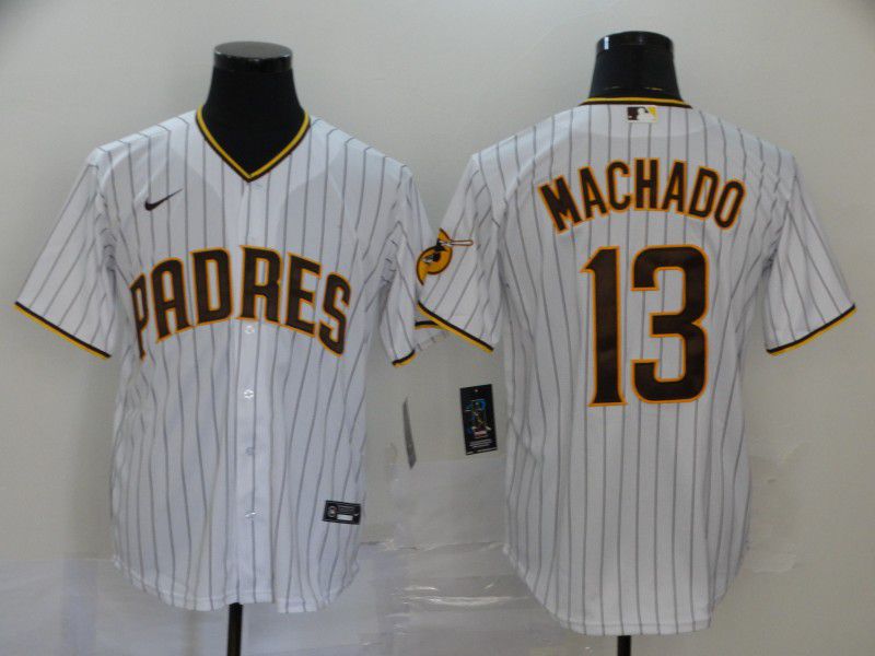 Men San Diego Padres #13 Machado White Nike Game MLB Jerseys